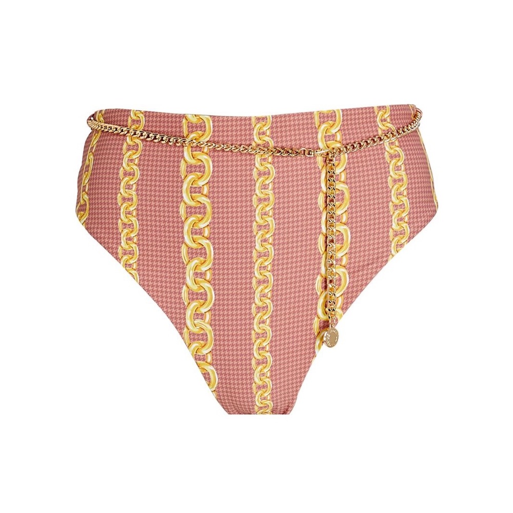 NWOT WeWoreWhat Emily Belted Chain Link High Waist Bikini Bottom - Size m